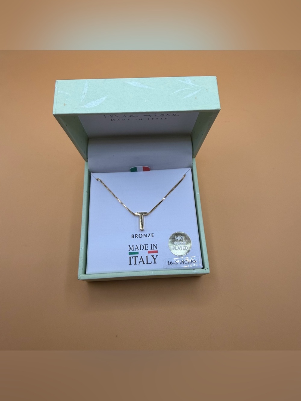 Mia Fiore Made in Italy Gold T Initial Pendant Necklace